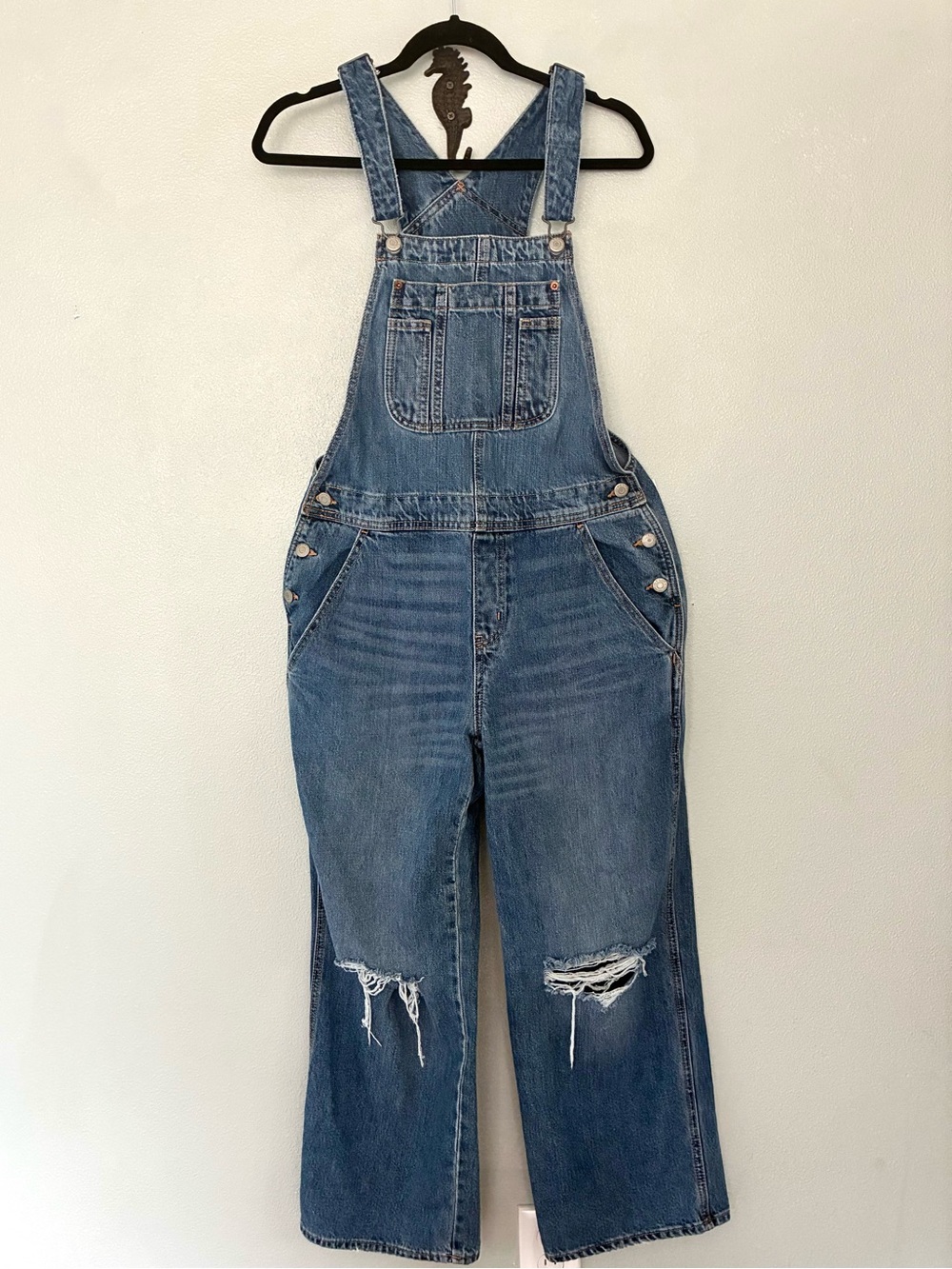Old Navy Baggy Wide Leg Denim Overalls Light Wash Y2K Women’s Size 6